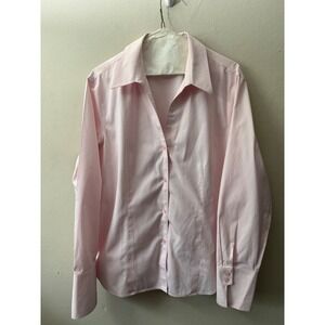 Jones New York Platinum Pink Non-Iron Button Down Shirt Blouse Womens 16
